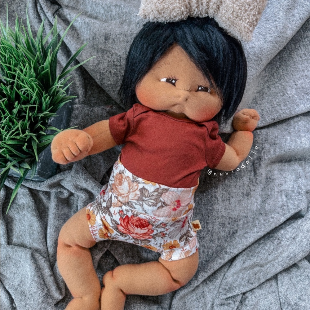 Floral Outfit Doll with Red Top